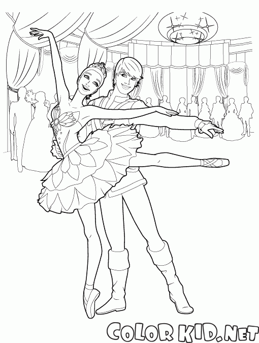 Malvorlagen Ballerina mit einem Partner
