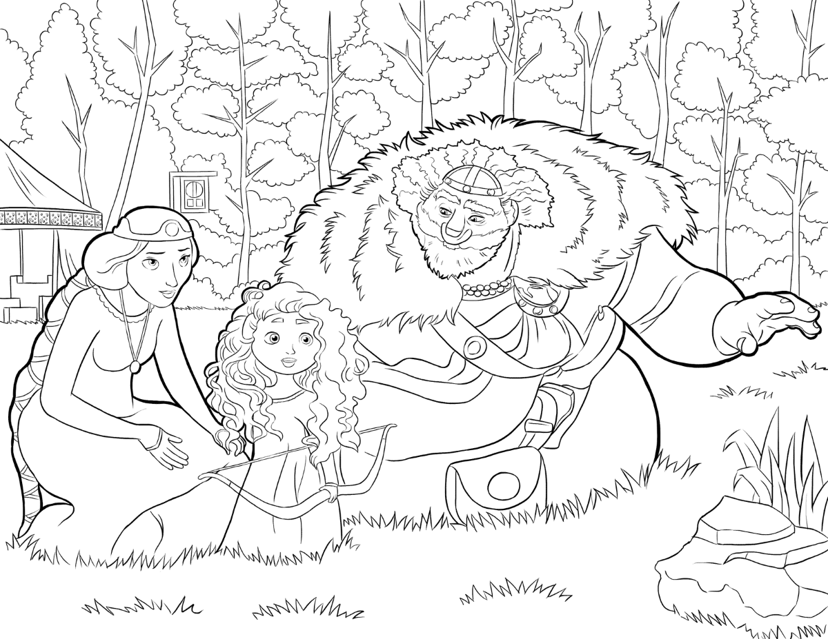 Malvorlagen Merida mit den Eltern