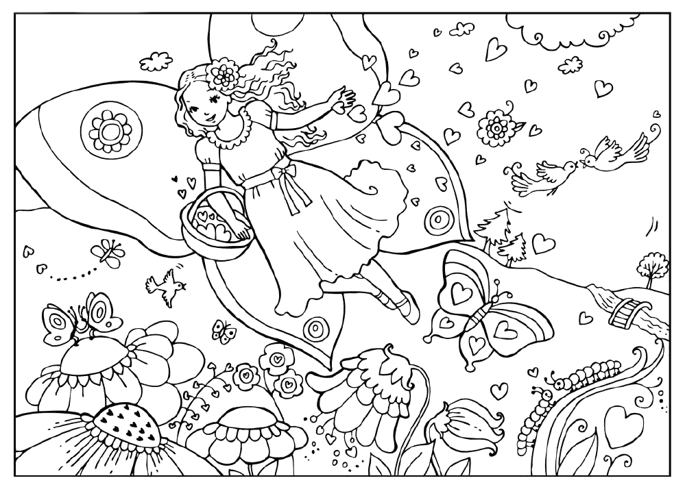 malvorlagen  fairy auf einer blumenwiese