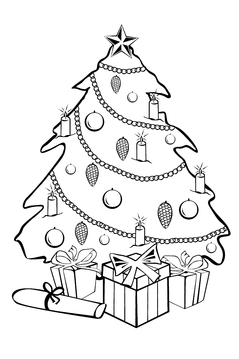 malvorlagen  weihnachtsbaum mit geschenken
