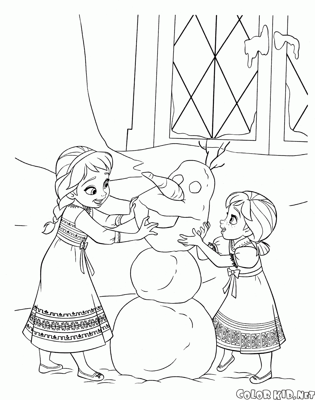 Malvorlagen   Elsa und Anna als Kind