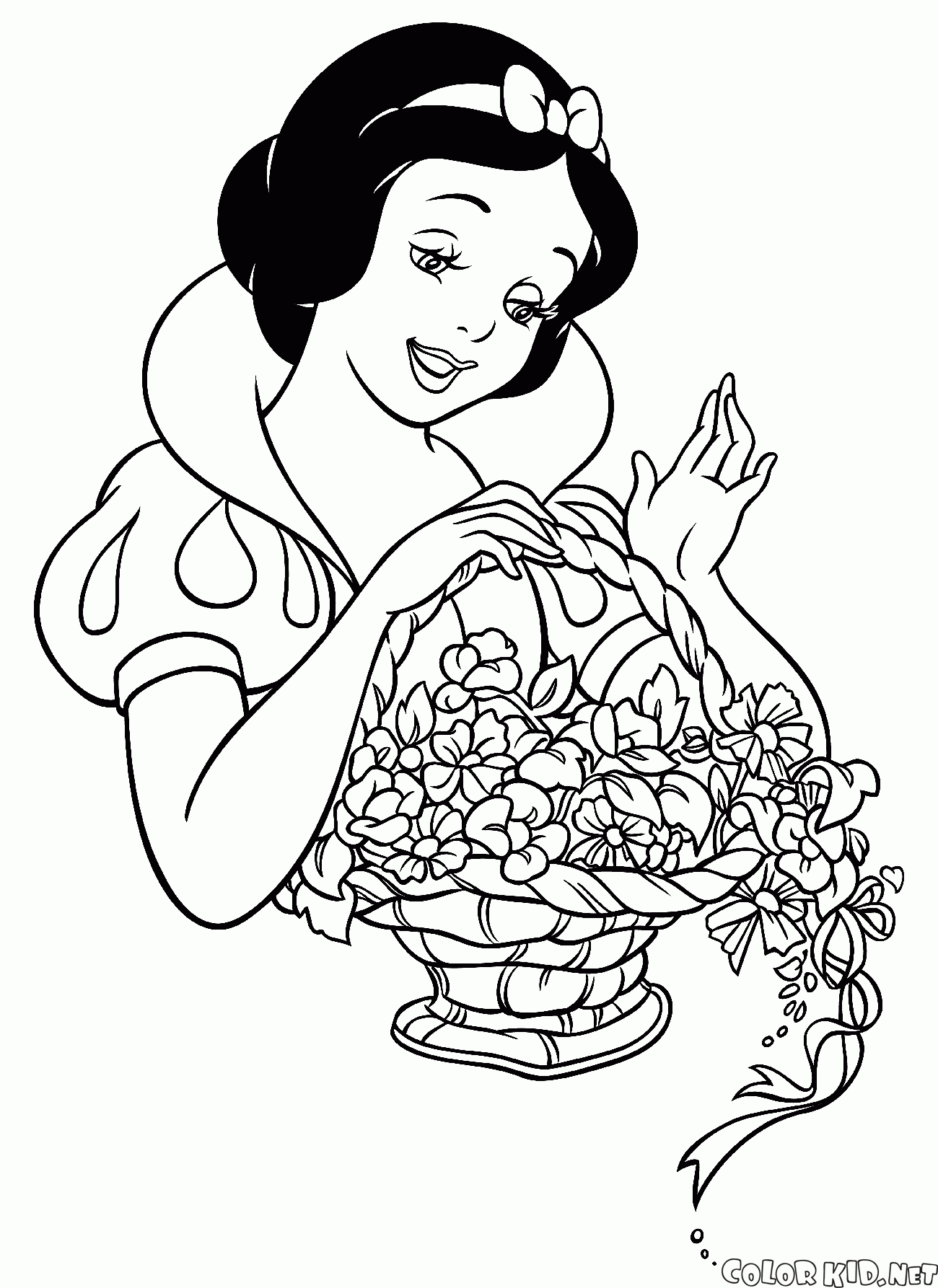 Snow White mit einem Korb der Blumen