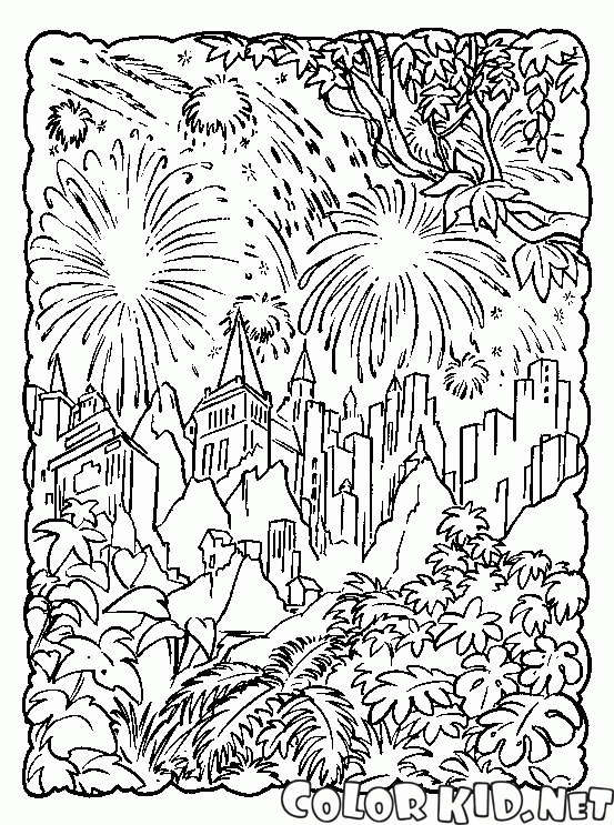 Feuerwerk über der Stadt