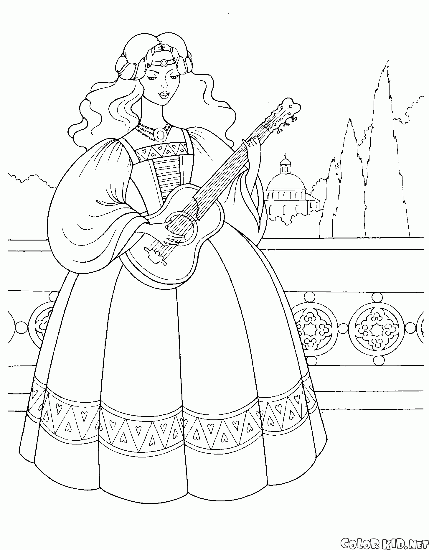 Prinzessin mit einer Gitarre
