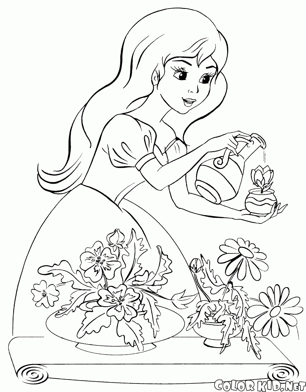 Princess wässert Blumen