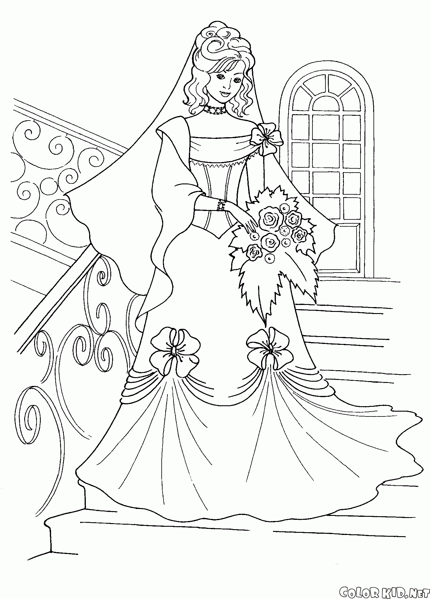 Braut auf Treppen