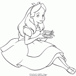 Alice mit einer Tasse in der Hand