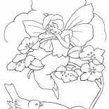 Mädchen-Elf und ein Vogel