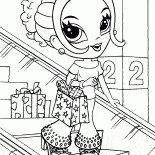 Das Mädchen in einem Bekleidungsgeschäft