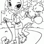 Mädchen geht ihr Haustier