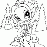 Mädchen formt Schneemann