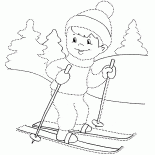 Boy Skifahren im Wald
