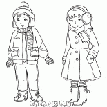 Kinder in der Winterkleidung