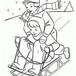 Kinder Schlitten fahren