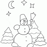 Schneemann und Sternen Himmel