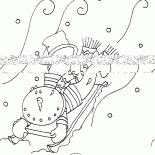 Schneemann und Schlitten