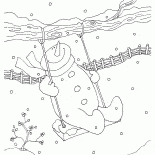 Schneemann auf einer Schaukel