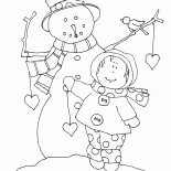 Schneemann und Mädchen